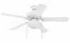 Enduro Plastic 52" 5-Blade Ceiling Fan with Light Kit in White w/ White Blades; Light Kit Included (optional) (END52WW5PC1)
