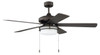 Stonegate 52" 5-Blade Ceiling Fan in Espresso w/ Espresso/Walnut Blades; Integrated Light Kit (STO52ESP5)