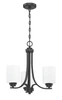 Bolden 3 Light Chandelier in Flat Black (White Glass) (50523-FB-WG)