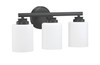Bolden 3 Light Vanity in Flat Black (White Glass) (50503-FB-WG)