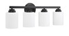Bolden 4 Light Vanity in Flat Black (White Glass) (50504-FB-WG)