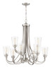 Grace 9 Light Chandelier in Brushed Polished Nickel (Clear Seeded Glass) (41929-BNK-CS)