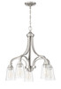 Grace 5 Light Down Chandelier in Brushed Polished Nickel (Clear Seeded Glass) (41915-BNK-CS)
