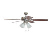 Twist N Click 52" 5-Blade Ceiling Fan in Brushed Polished Nickel w/ Ash/Mahogany Blades (4-Light); Integrated Light Kit (TCE52BNK5C4)
