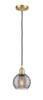 Athens Deco Swirl - 1 Light - 6 inch - Satin Gold - Cord hung - Mini Pendant (516-1P-SG-G1213-6SM)
