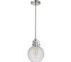 State House 1 Light Clear Ribbed Mini Pendant in Polished Nickel (P832PLN1-C)