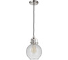 State House 1 Light Clear Ribbed Mini Pendant in Polished Nickel (P832PLN1-C)