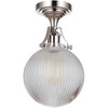 State House 1 Light Clear Ribbed Globe Semi Flush in Polished Nickel (X8326-PLN-C)