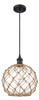 Farmhouse Rope - 1 Light - 10 inch - Matte Black - Cord hung - Mini Pendant (516-1P-BK-G122-10RB-LED)