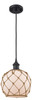 Farmhouse Rope - 1 Light - 8 inch - Matte Black - Cord hung - Mini Pendant (516-1P-BK-G121-8RB-LED)