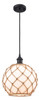 Farmhouse Rope - 1 Light - 10 inch - Matte Black - Cord hung - Mini Pendant (516-1P-BK-G121-10RB-LED)