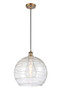 Athens Deco Swirl - 1 Light - 14 inch - Brushed Brass - Cord hung - Pendant (516-1P-BB-G1213-14-LED)