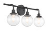 Que 3 Light Vanity in Flat Black (53303-FB)