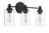 Dardyn 3 Light Vanity in Flat Black (Clear Glass) (49803-FB-C)
