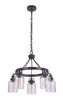 Foxwood 5 Light Chandelier in Flat Black/Dark Teak (53625-FBDT)