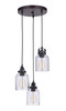 Foxwood 3 Light Pendant in Flat Black/Dark Teak (53692-FBDT)