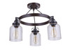 Foxwood 3 Light Convertible Semi Flush in Flat Black/Dark Teak (53653-FBDT)