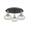 Ithaca - 3 Light - 18 inch - Black Antique Brass - Flush Mount (516-3C-BAB-G555-6CL)