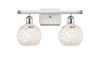 White Mouchette - 2 Light - 16 inch - White Polished Chrome - Bath Vanity Light (516-2W-WPC-G1216-6WM)