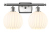 White Venetian - 2 Light - 18 inch - Brushed Satin Nickel - Bath Vanity Light (516-2W-SN-G1217-8WV)