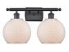Farmhouse Chicken Wire - 2 Light - 18 inch - Matte Black - Bath Vanity Light (516-2W-BK-G121-8CSN-LED)