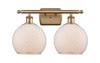 Farmhouse Chicken Wire - 2 Light - 18 inch - Brushed Brass - Bath Vanity Light (516-2W-BB-G121-8CSN)