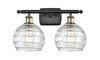 Athens Deco Swirl - 2 Light - 18 inch - Black Antique Brass - Bath Vanity Light (516-2W-BAB-G1213-8-LED)