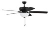 Pro Plus 211 52" 5-Blade Ceiling Fan in Flat Black w/ Flat Black/Grey Wood Blades; Light Kit Included (optional) (P211FB5-52FBGW)