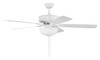 Pro Plus 211 52" 5-Blade Ceiling Fan in White w/ White/Washed Oak Blades; Light Kit Included (optional) (P211W5-52WWOK)
