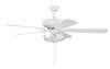 Pro Plus 101 52" 5-Blade Ceiling Fan in White w/ White/Washed Oak Blades; Light Kit Included (optional) (P101W5-52WWOK)