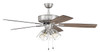 Pro Plus 104 52" 5-Blade Ceiling Fan in Brushed Polished Nickel w/ Driftwood/Grey Walnut Blades; Integrated Light Kit (P104BNK5-52DWGWN)