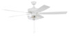 Super Pro 101 60" 5-Blade Ceiling Fan in White w/ White/Washed Oak Blades; Light Kit Included (optional) (S101W5-60WWOK)