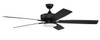 Super Pro 112 60" 5-Blade Ceiling Fan in Flat Black w/ Flat Black/Greywood Blades; Integrated Light Kit (S112FB5-60FBGW)