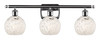 White Mouchette - 3 Light - 26 inch - Polished Chrome - Bath Vanity Light (516-3W-PC-G1216-6WM)