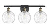 Athens Water Glass - 3 Light - 28 inch - Black Antique Brass - Bath Vanity Light (516-3W-BAB-G1215-8-LED)