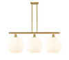 White Venetian - 3 Light - 39 inch - Satin Gold - Stem Hung - Island Light (516-3I-SG-G1217-12WV)