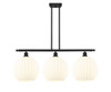 White Venetian - 3 Light - 39 inch - Matte Black - Stem Hung - Island Light (516-3I-BK-G1217-12WV)
