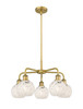 White Mouchette - 5 Light - 24 inch - Brushed Brass - Chandelier (516-5CR-BB-G1216-6WM)