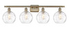 Athens Water Glass - 4 Light - 38 inch - Antique Brass - Bath Vanity Light (516-4W-AB-G1215-8-LED)