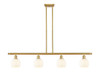 White Venetian - 4 Light - 48 inch - Satin Gold - Stem Hung - Island Light (516-4I-SG-G1217-6WV)