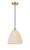 Bristol Natural - 1 Light - 6 inch - Satin Gold - Cord hung - Mini Pendant (616-1P-SG-NBD-12-NAT)