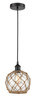 Farmhouse Rope - 1 Light - 8 inch - Matte Black - Cord hung - Mini Pendant (616-1P-BK-G122-8RB)