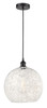 White Mouchette - 1 Light - 14 inch - Matte Black - Cord Hung - Pendant (616-1P-BK-G1216-14WM)