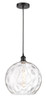 Athens Water Glass - 1 Light - 13 inch - Matte Black - Cord hung - Pendant (616-1P-BK-G1215-14)
