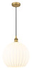 White Venetian - 1 Light - 14 inch - Brushed Brass - Cord Hung - Pendant (616-1P-BB-G1217-14WV)
