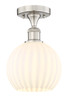 White Venetian - 1 Light - 8 inch - Brushed Satin Nickel - Semi-Flush Mount (616-1F-SN-G1217-8WV)