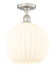 White Venetian - 1 Light - 12 inch - Brushed Satin Nickel - Semi-Flush Mount (616-1F-SN-G1217-12WV)