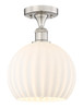 White Venetian - 1 Light - 10 inch - Brushed Satin Nickel - Semi-Flush Mount (616-1F-SN-G1217-10WV)