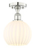 White Venetian - 1 Light - 8 inch - Polished Nickel - Semi-Flush Mount (616-1F-PN-G1217-8WV)