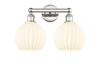 White Venetian - 2 Light - 17 inch - Polished Nickel - Bath Vanity Light (616-2W-PN-G1217-8WV)